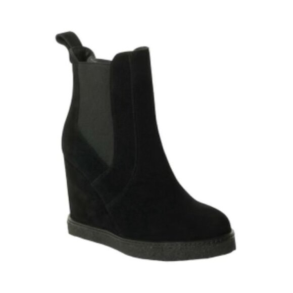Vaneli Black Suede Leather Chelsea Wedge Boot Size 8 1/2 NEW - Picture 2 of 9